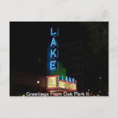 ヴィンテージネオンサイン、レイクシアター、オークパークIl。 ポストカード (正面)