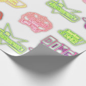 ヴィンテージネオンシンボルや象徴レトロ中世紀型 ラッピングペーパー (角)