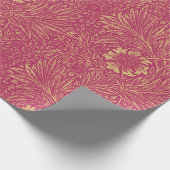 ヴィンテージネオンピンク淡黄色の花柄 ラッピングペーパー (角)