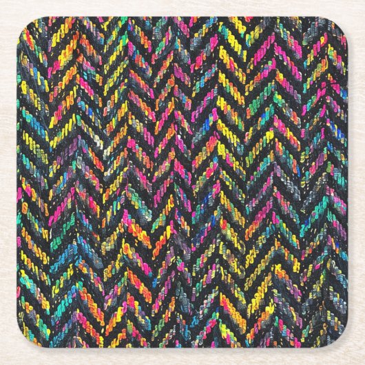 ヴィンテージネオンヘリンボーン スクエアペーパーコースター (正面)