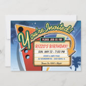 ヴィンテージネオン標識パーティの招待状 招待状 (正面)