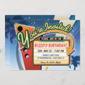 ヴィンテージネオン標識パーティの招待状 招待状 (正面/裏面)