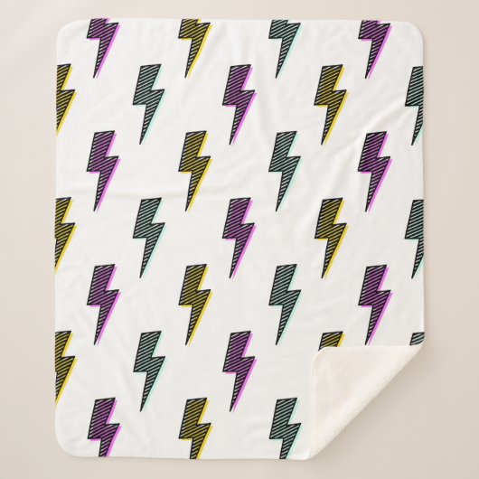 ヴィンテージネオン稲妻ボルトパターン シェルパブランケット (正面)