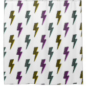 ヴィンテージネオン稲妻ボルトパターン シャワーカーテン (正面)