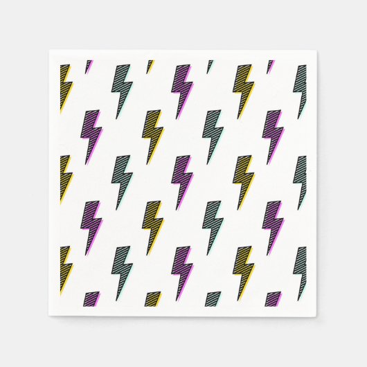 ヴィンテージネオン稲妻ボルトパターン スタンダードカクテルナプキン (正面)