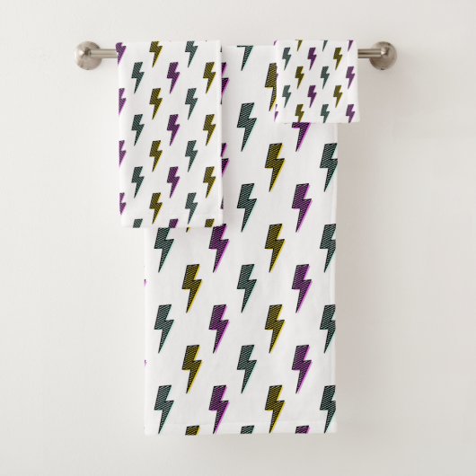 ヴィンテージネオン稲妻ボルトパターン バスタオルセット (インサイチュ)