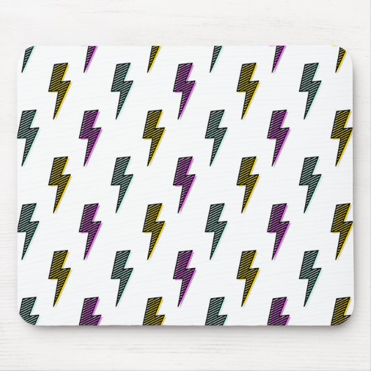 ヴィンテージネオン稲妻ボルトパターン マウスパッド (正面)