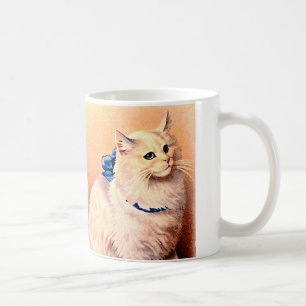 ヴィンテージネコとブルーボウ コーヒーマグカップ