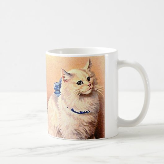 ヴィンテージネコとブルーボウ コーヒーマグカップ (右)