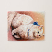 ヴィンテージネコとブルーボウ ジグソーパズル (横)