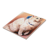 ヴィンテージネコとブルーボウ タイル (側面)