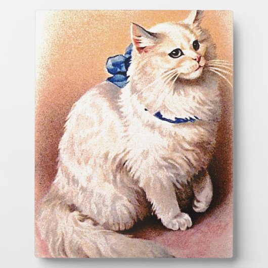 ヴィンテージネコとブルーボウ フォトプラーク (正面)