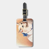 ヴィンテージネコとブルーボウ ラゲッジタグ (正面縦)