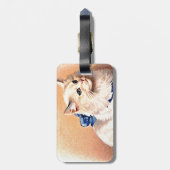 ヴィンテージネコとブルーボウ ラゲッジタグ (裏面縦)