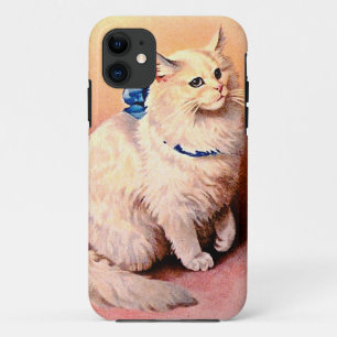 ヴィンテージネコとブルーボウ iPhone 11 ケース