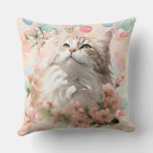 ヴィンテージネコと蝶ピンクパステルカラー クッション (裏面)