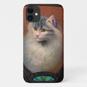 ヴィンテージネコアールヌーボーエレガントペットポートレート iPhone 11 ケース