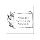 ヴィンテージネコイラストレーションカスタム差出人住所 ラバースタンプ (インプリント)