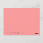 ヴィンテージネコピンクのバラのフローラカゴ – 葉書 ポストカード (裏面)