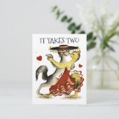 ヴィンテージネコ踊りバレンタインデーのカードテンプレート シーズンカード (スタンド正面)