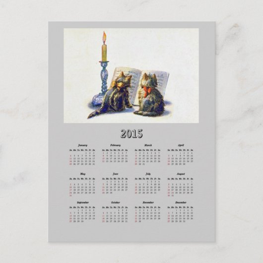 ヴィンテージネコ2015カレンダハガキ ポストカード (正面)