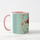 ヴィンテージネスティングバードマグ紙comティール（緑がかった色）ピンク マグカップ (左)