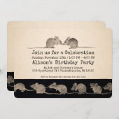 ヴィンテージネズミのカスタマイズ可能パーティの招待状 招待状 (正面/裏面)