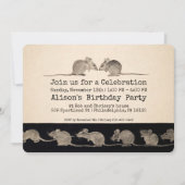 ヴィンテージネズミのカスタマイズ可能パーティの招待状 招待状 (正面)