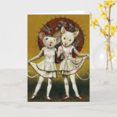 ヴィンテージネズミグリーティングカード カード (黄色い花)