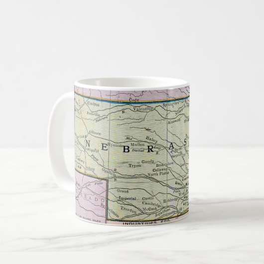 ヴィンテージネブラスカの地図 コーヒーマグカップ (正面左)