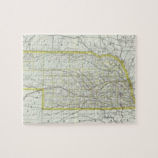 ヴィンテージネブラスカの地図（1889年） ジグソーパズル (横)