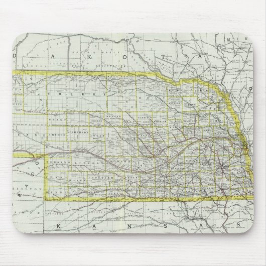 ヴィンテージネブラスカの地図(1889年) マウスパッド (正面)