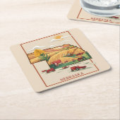 ヴィンテージネブラスカハートランドファームシーン スクエアペーパーコースター (アングル)