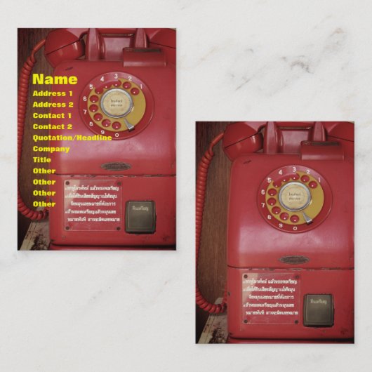 ヴィンテージノスタルジック旧クラシックレトロ電話 名刺 (正面/裏面)