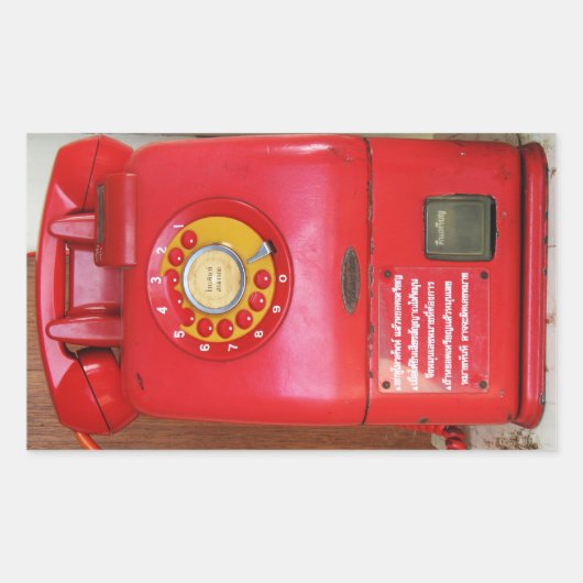ヴィンテージノスタルジック旧クラシックレトロ電話 長方形シール (正面)