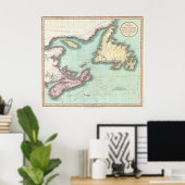 ヴィンテージノバスコシアとニューファンドランドの地図(1807年) ポスター (ホームオフィス)