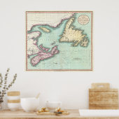 ヴィンテージノバスコシアとニューファンドランドの地図(1807年) ポスター (キッチン)