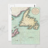 ヴィンテージノバスコシアとニューファンドランドの地図（1807年） ポストカード (正面/裏面)