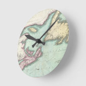 ヴィンテージノバスコシアとニューファンドランドの地図(1807) ラウンド壁時計 (傾斜)