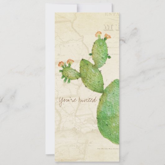 ヴィンテージノパルサボテン水カラー招待状 案内状 (正面)