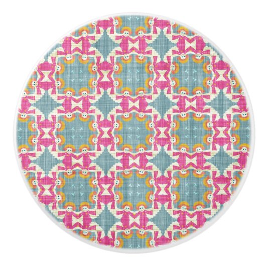 ヴィンテージノブChristmas Angel Circleキルトパターン セラミックノブ (正面)