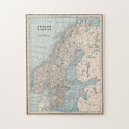 ヴィンテージノルウェーとスウェーデンの地図（1893年） ジグソーパズル (縦)