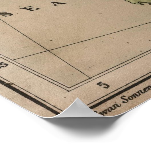 ヴィンテージノルウェーとスウェーデンの物理地図(1880) ポスター (角)