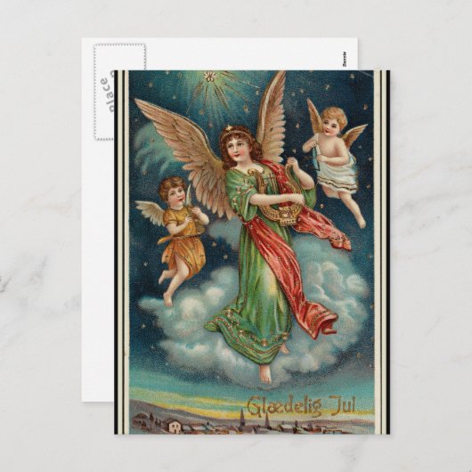 ヴィンテージノルウェーのクリスマス挨拶 シーズンポストカード (正面/裏面)