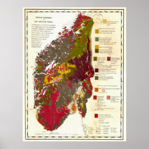 ヴィンテージノルウェーの地質図(1871年) ポスター