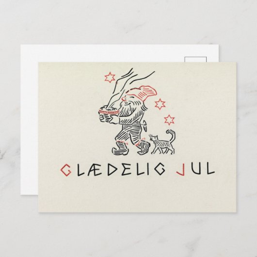 ヴィンテージノルウェークリスマスカードグレーデリジュル ポストカード (正面/裏面)