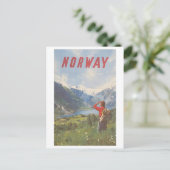 ヴィンテージノルウェー旅行ポスター ポストカード (スタンド正面)