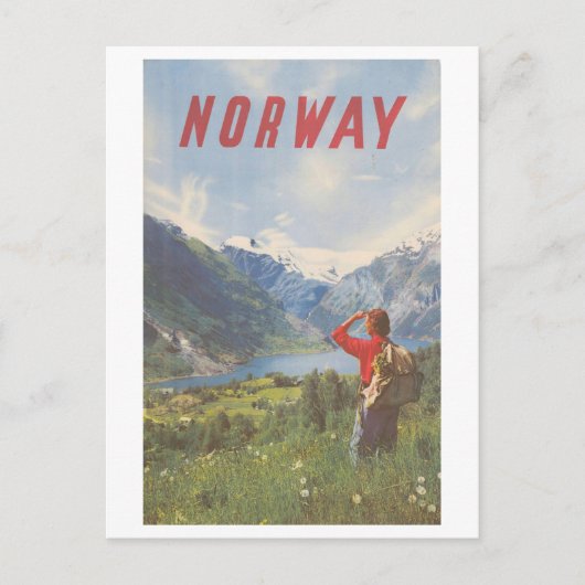 ヴィンテージノルウェー旅行ポスター ポストカード (正面)