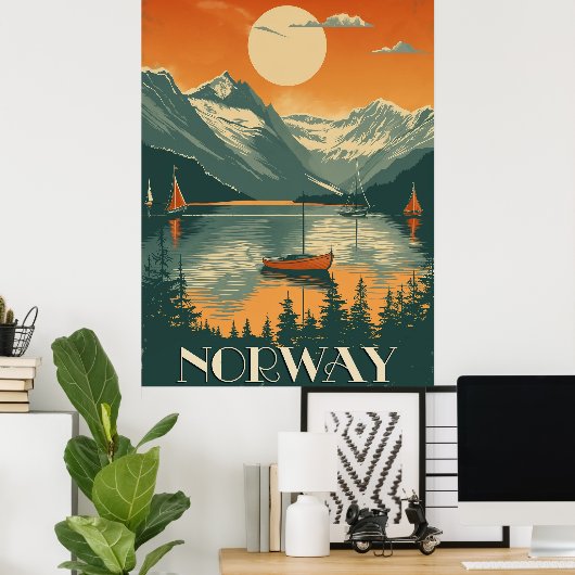 ヴィンテージノルウェー旅行 ポスター (ホームオフィス)