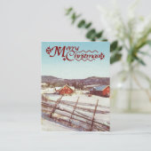 ヴィンテージノルウェー、クリスマスの農家 シーズンポストカード (スタンド正面)